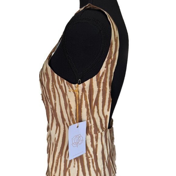 NWT Backyard Roses Sleeveless Dress | Adjustable Side Ruching Heart Neck S/M - Picture 4 of 7